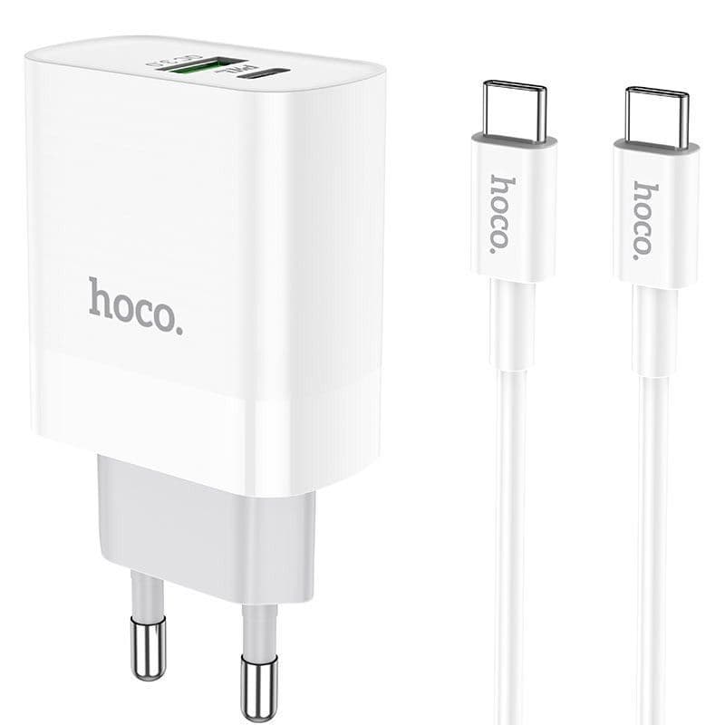 МЗП Hoco C80A Rapido PD20W+QC3.0 (1USB-A/1C) + кабель Type-C to Type-C